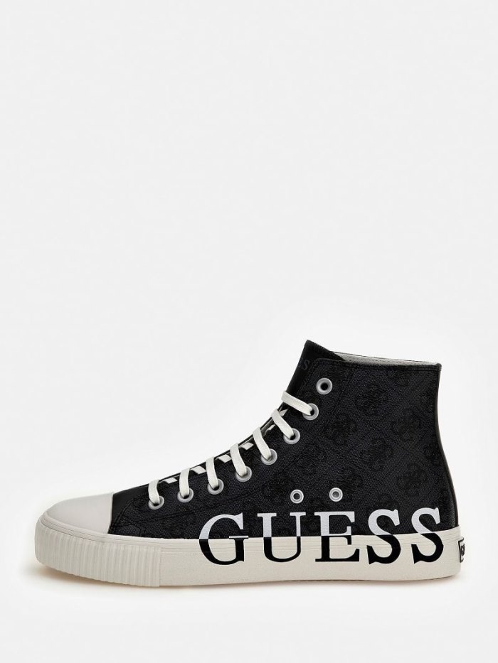 Guess New Winners 4g Logo Erkek High Top Sneakers Siyah | TR-531329