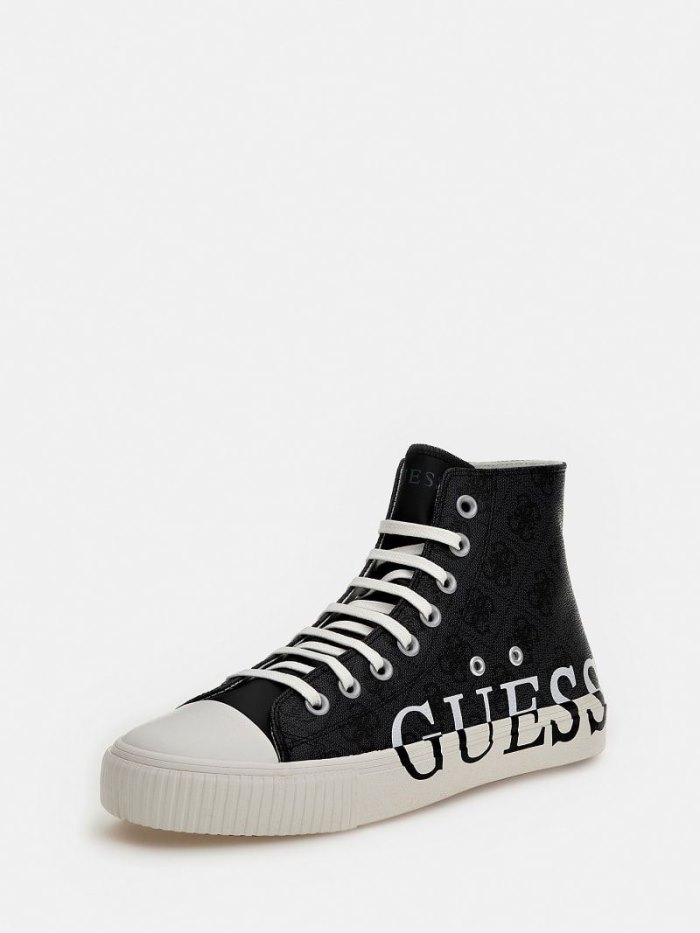 Guess New Winners 4g Logo Erkek High Top Sneakers Siyah | TR-531329