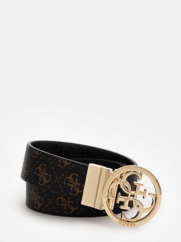 Guess Noelle Reversible 4g Logo Belt Kadın Kemer Koyu Kahverengi | TR-652238