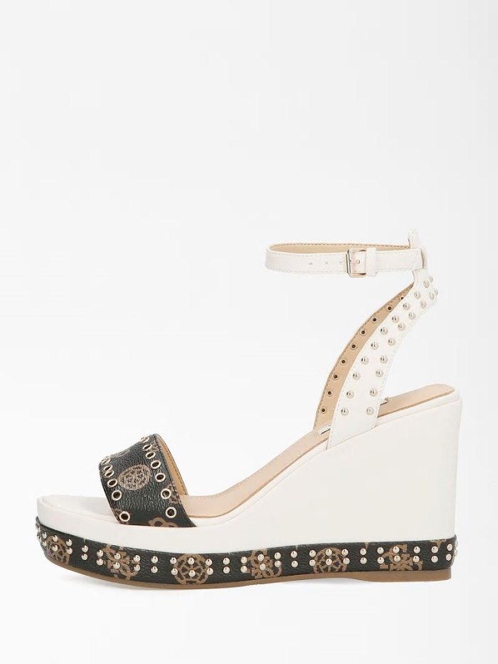 Guess Noldo Sandal Studs Kadın Sandalet Beyaz | TR-761631