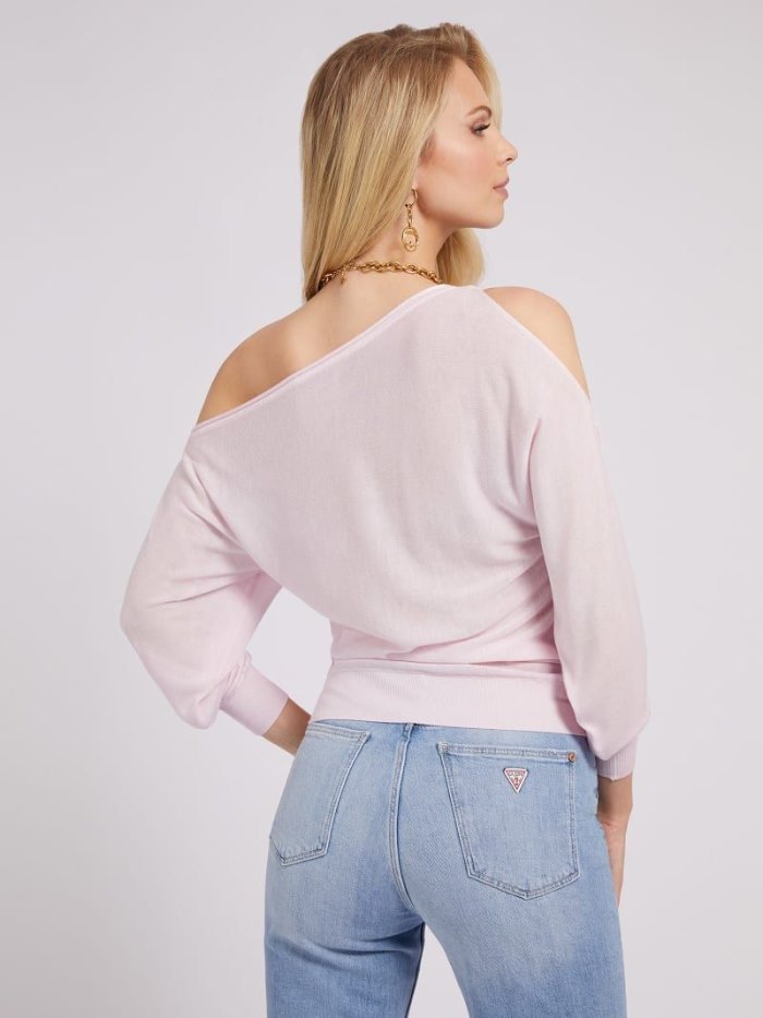 Guess Off-shoulder Kadın Kazak Pembe | TR-236518