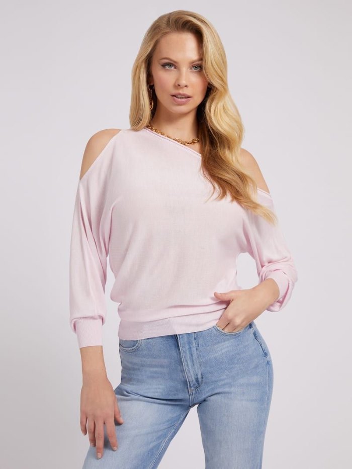 Guess Off-shoulder Kadın Kazak Pembe | TR-236518