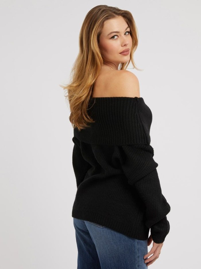 Guess Off-shoulder Kadın Kazak Siyah | TR-864354