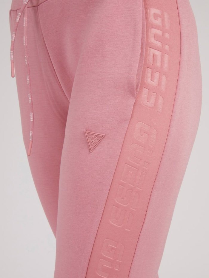 Guess Pantolonlar Logo Tape Kadın Pantolonlar Pembe | TR-845279