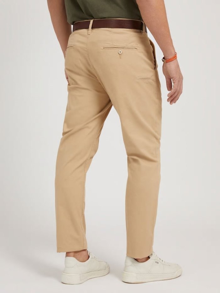 Guess Pantolonlar Regular Fit Chino Erkek Pantolonlar Haki | TR-817470