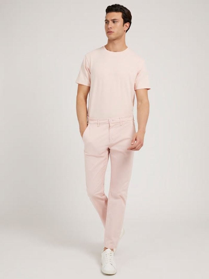 Guess Pantolonlar Slim Fit Satin Erkek Pantolonlar Pembe | TR-575838