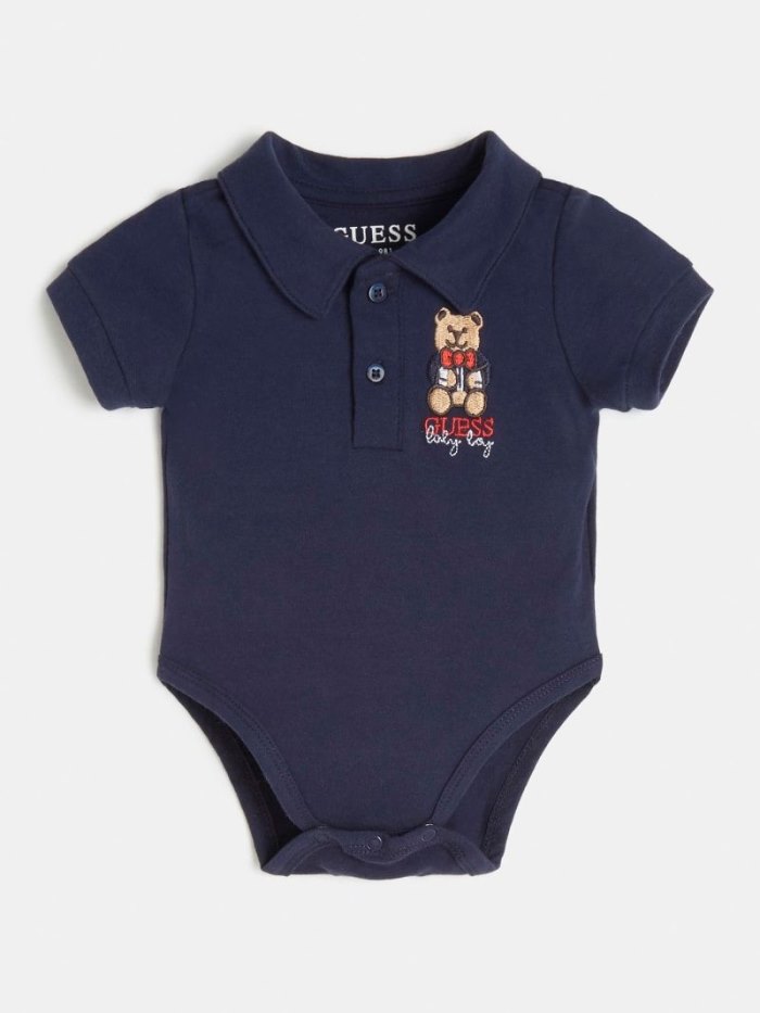 Guess Piquet Body Çocuk Bodysuit Mavi | TR-205896