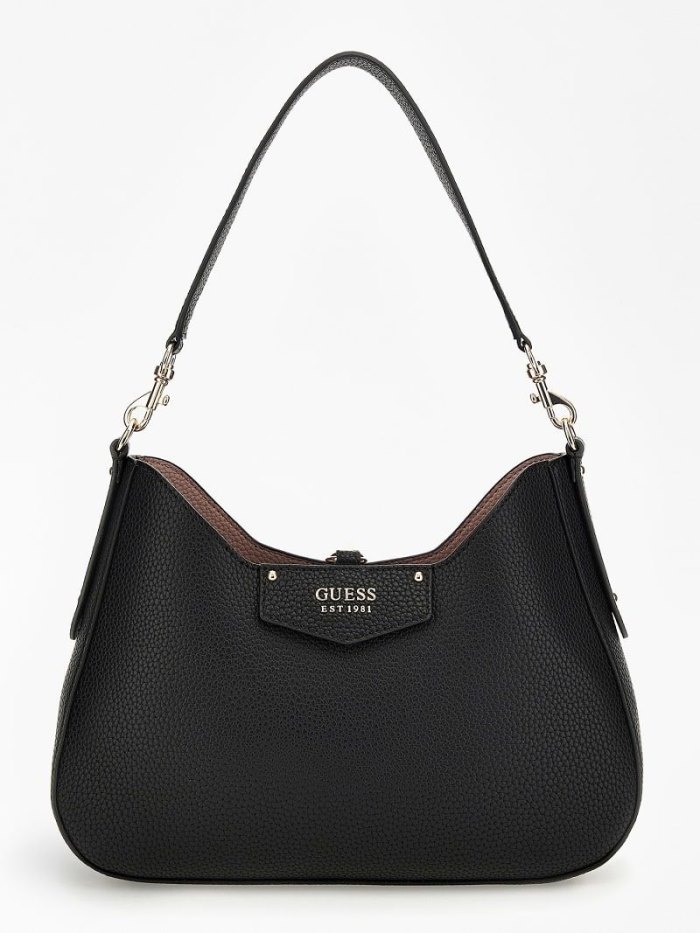 Guess Pochette Brenton Kadın Hobo Çanta Siyah | TR-962255