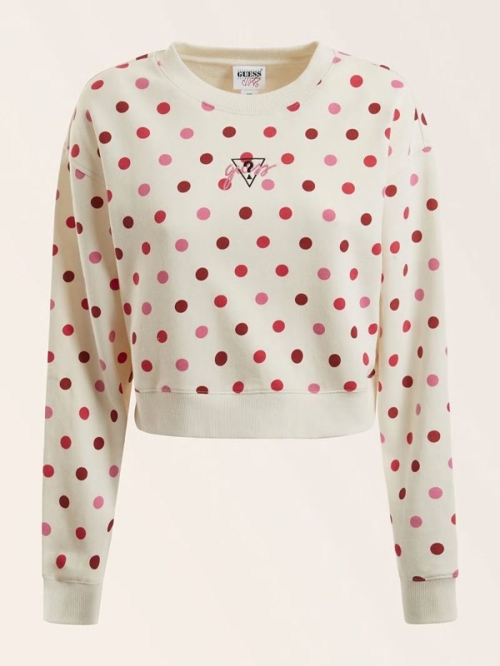 Guess Polka Dot-print Crop Kadın Tişörtü Pembe | TR-026768