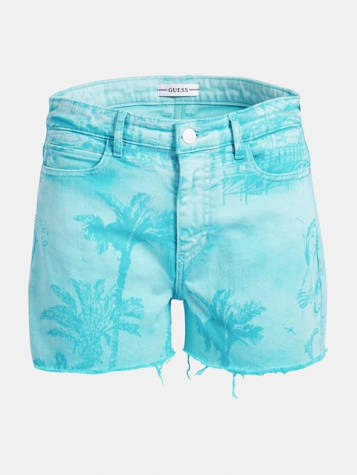 Guess Printed Kadın Denim Shorts Açık Mavi | TR-784026