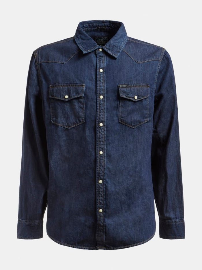 Guess Regular Fit Erkek Denim Shirts Mavi | TR-572469