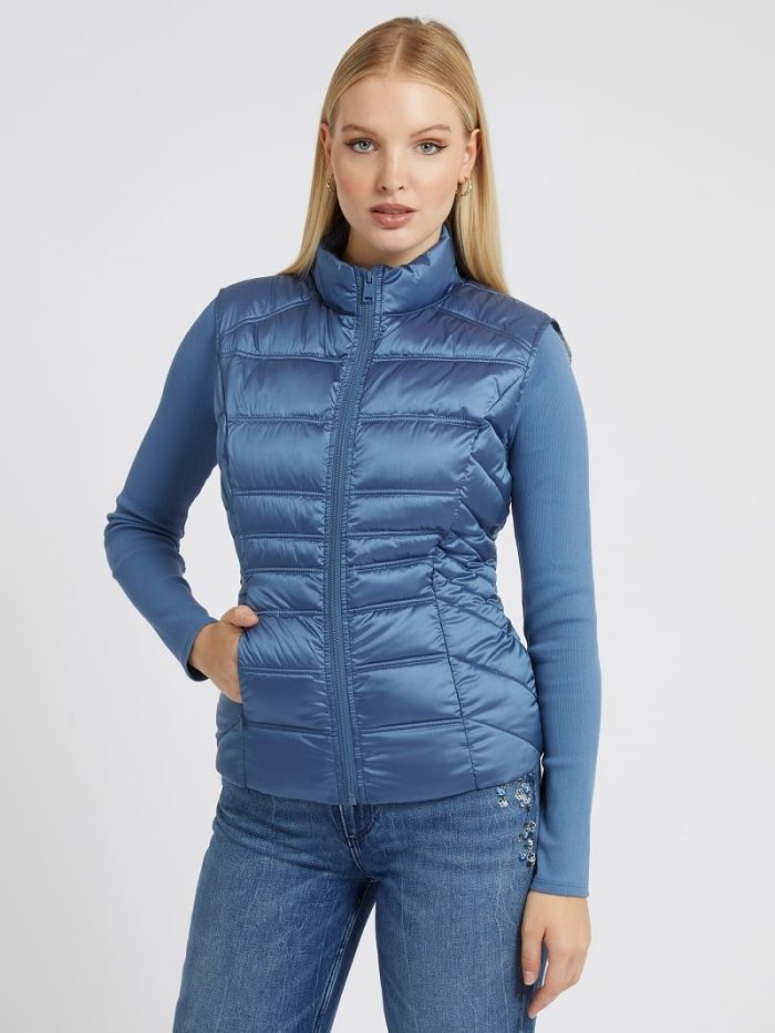 Guess Reversible Kadın Puffer Vest Açık Mavi | TR-963032