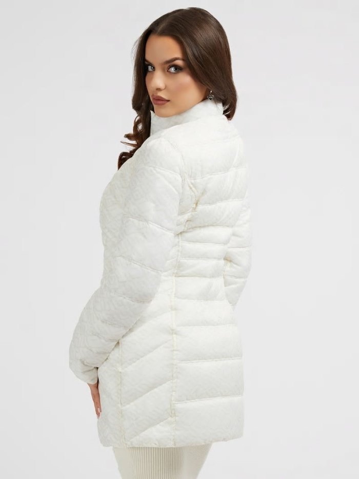 Guess Reversible Long Kadın Puffer Jacket Beyaz | TR-662986