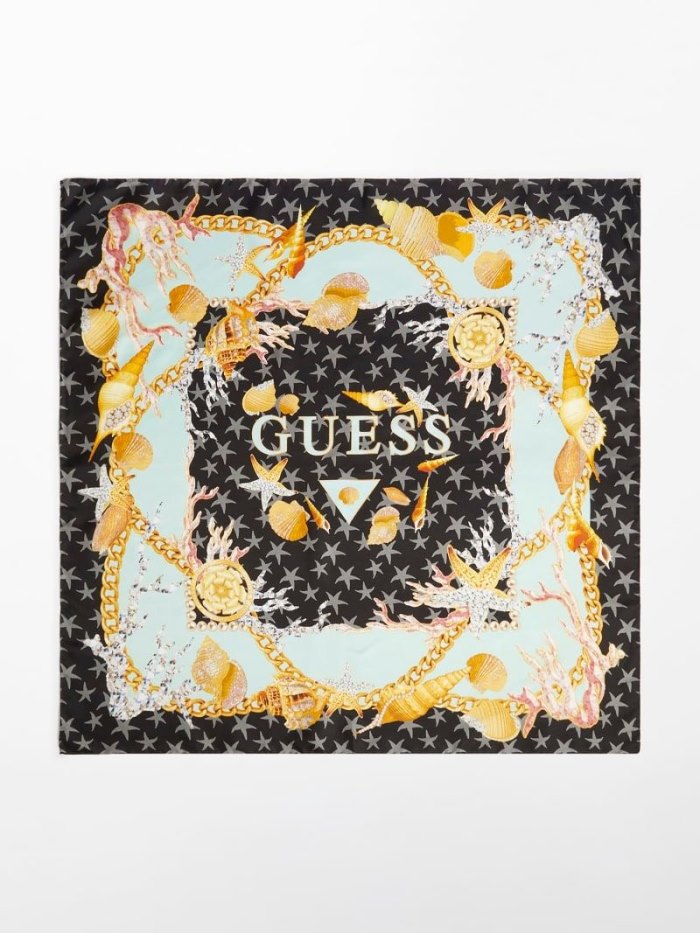 Guess Sea Print Logo Kadın Neckerchief Siyah | TR-117581