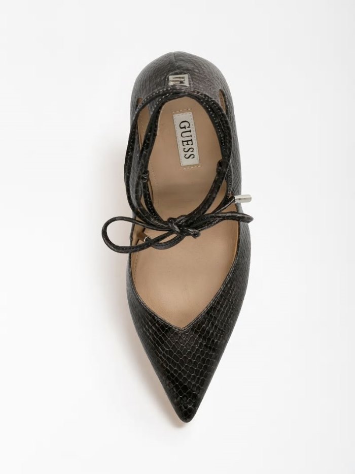 Guess Sebbie Croc Print Kadın Court Ayakkabı Siyah | TR-447828