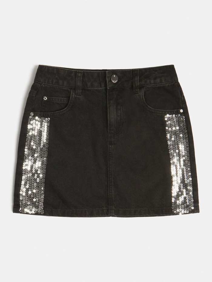 Guess Sequins Çocuk Denim Skirts Siyah | TR-606629