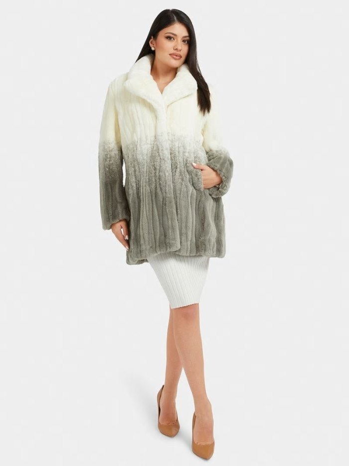 Guess Shaded Faux Fur Kadın Kaban Beyaz | TR-820764