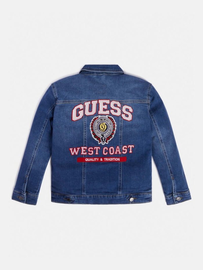 Guess Side Embroidery Çocuk Kot Ceketler Mavi | TR-003985