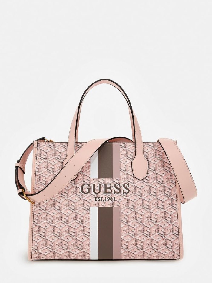 Guess Silvana G Cube Logo Kadın El Çantası Beyaz | TR-162197