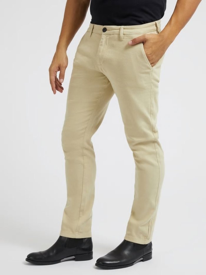 Guess Slim Fit Chino Erkek Pantolonlar Kahverengi | TR-735992