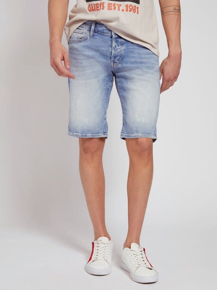 Guess Slim Fit Erkek Denim Shorts Mavi | TR-103909