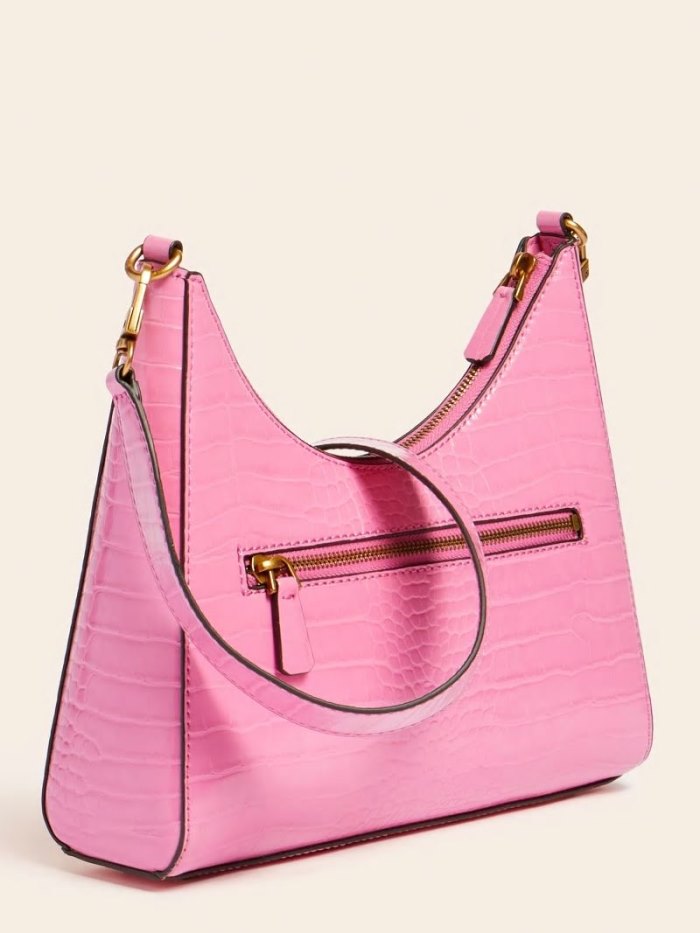 Guess Stephi Croc Print Kadın Hobo Çanta Pembe | TR-986068