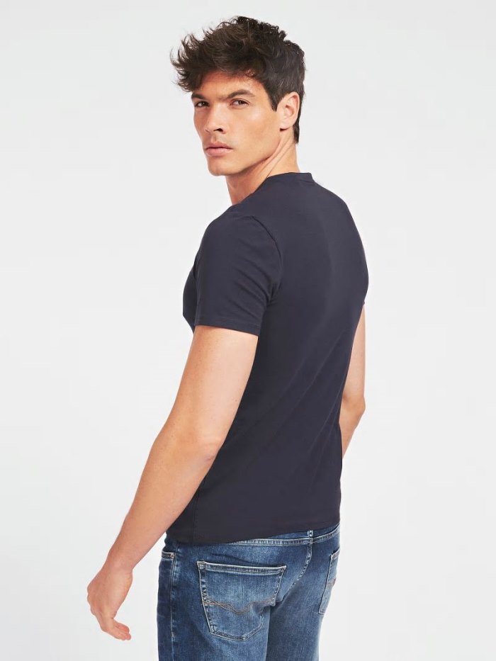 Guess Super Slim Fit Erkek Tişört Lacivert | TR-021190