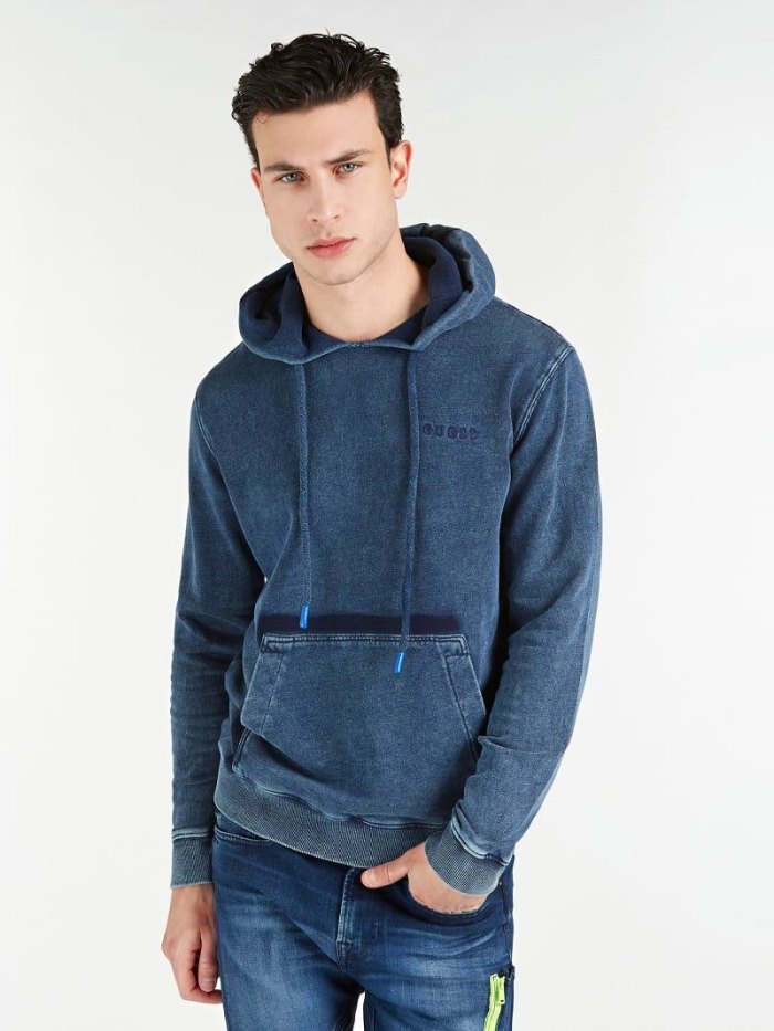 Guess Sweatshirt Erkek Kapüşonlu Sweatshirt Mavi | TR-804425