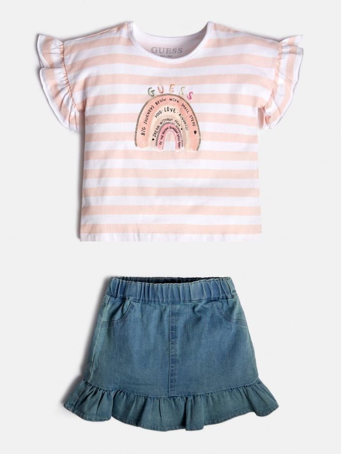 Guess T-shirt And Skirt Çocuk Sets Pembe | TR-190332