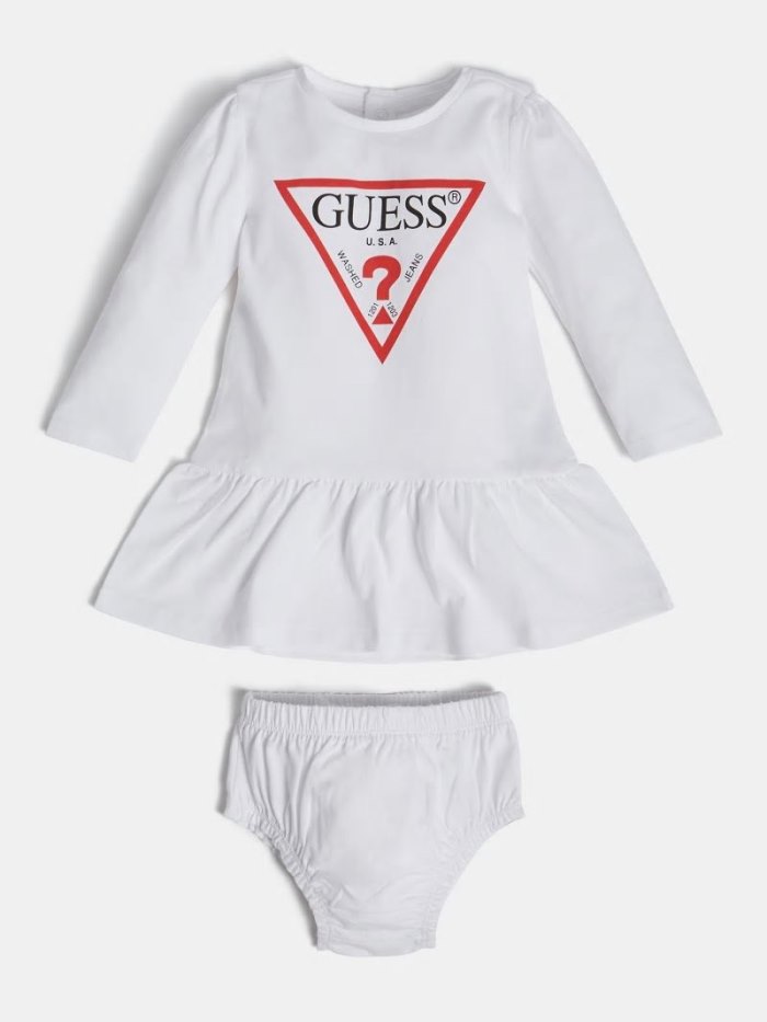 Guess Triangle Logo Elbise And Panties Çocuk Sets Beyaz | TR-832547