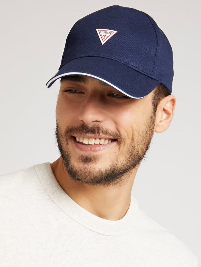 Guess Triangle Logo Erkek Baseball Cap Mavi | TR-373339