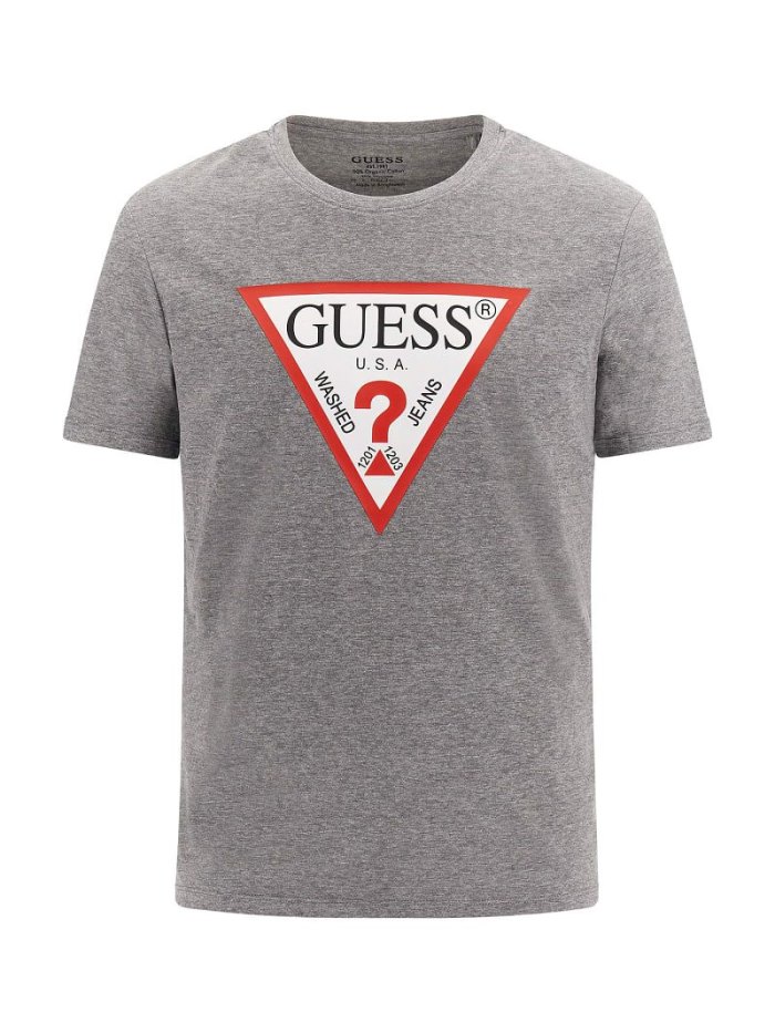 Guess Triangle Logo Erkek Tişört Gri | TR-250582