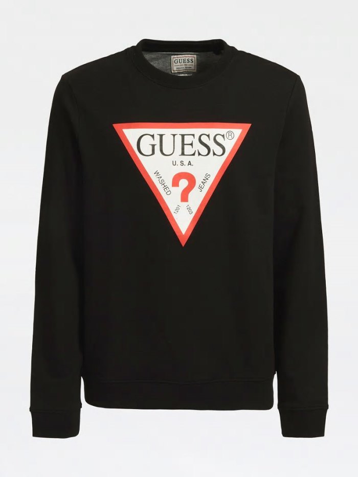 Guess Triangle Logo Erkek Tişörtü Siyah | TR-338243