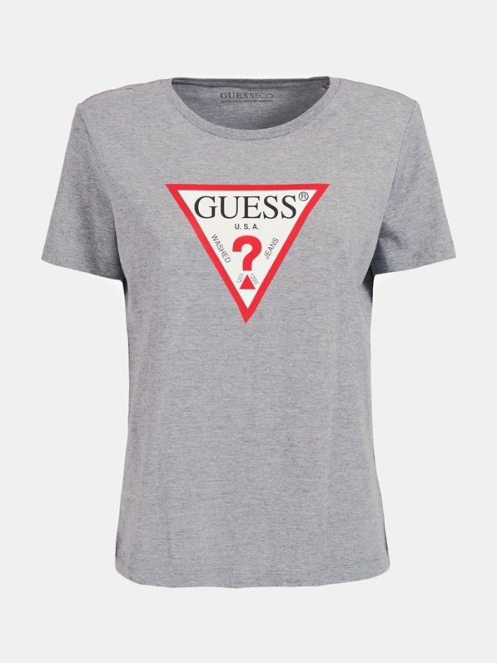 Guess Triangle Logo Kadın Tişört Gri | TR-509871