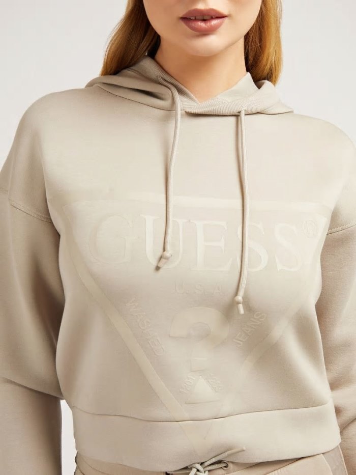 Guess Triangle Logo Kadın Tişörtü Bej Rengi | TR-885486