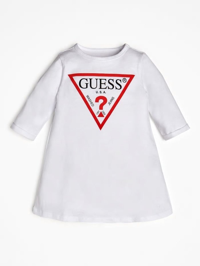 Guess Triangle Logo Çocuk Elbise Beyaz | TR-830986