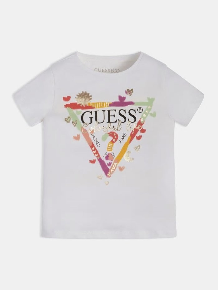 Guess Triangle Logo Çocuk Tişört Beyaz | TR-467920