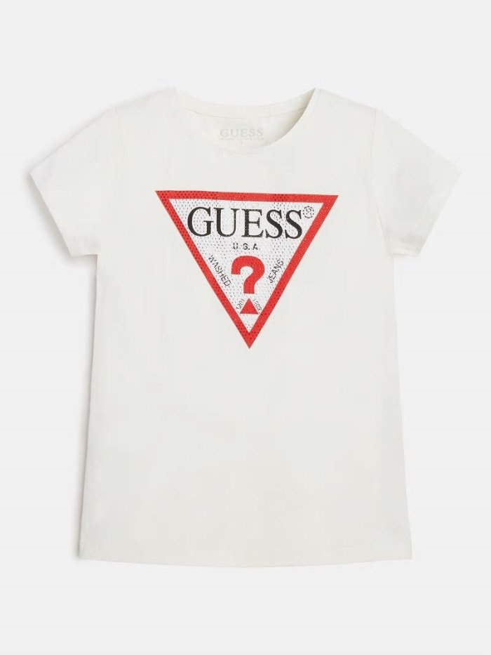 Guess Triangle Logo Çocuk Tişört Beyaz | TR-529395