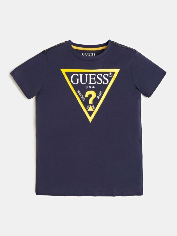 Guess Triangle Logo Çocuk Tişört Koyu Mavi | TR-659728