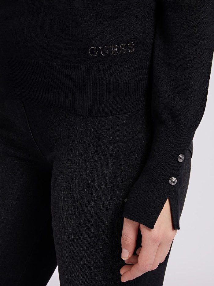 Guess V Neck Kadın Kazak Siyah | TR-545047