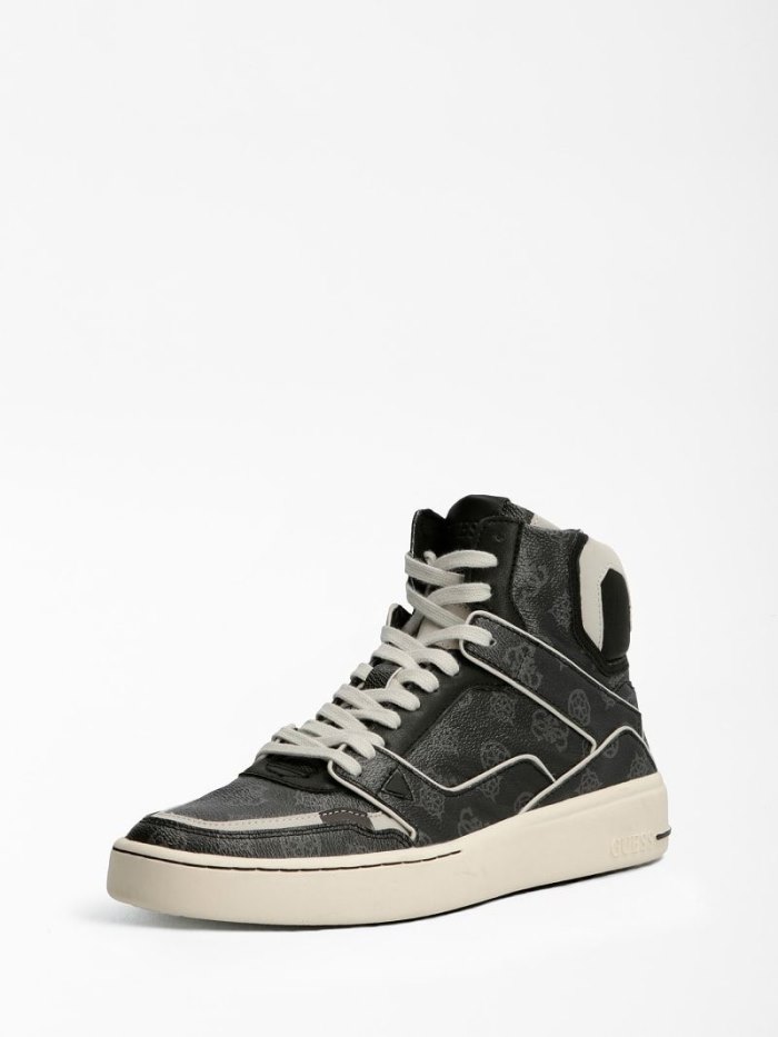 Guess Verona 4g Logo Erkek High Top Sneakers Siyah | TR-557106