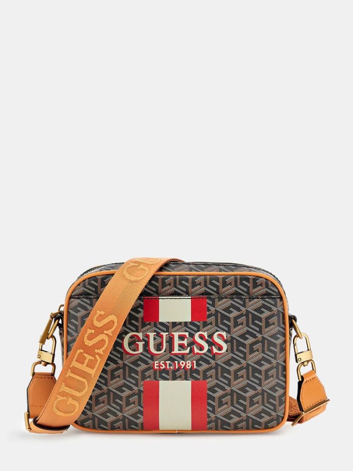 Guess Vikky G Cube Logo Kadın Çapraz Askılı Çanta Siyah | TR-533379