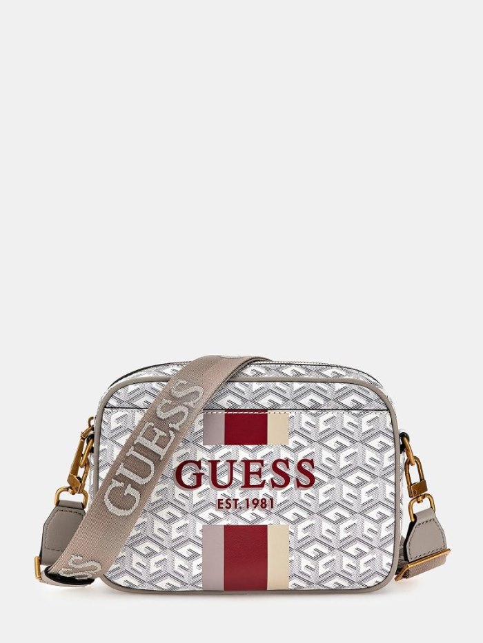 Guess Vikky G Cube Logo Kadın Çapraz Askılı Çanta Krema | TR-659208