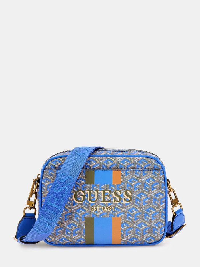 Guess Vikky G Cube Logo Kadın Çapraz Askılı Çanta Mavi | TR-857950