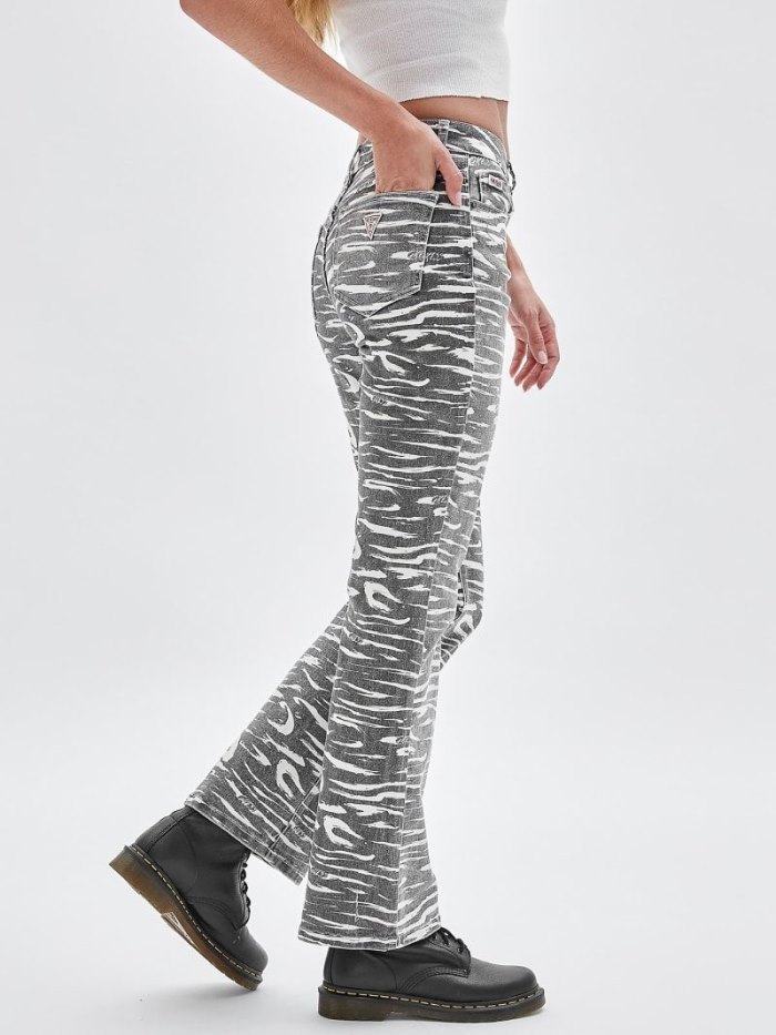 Guess Zebra Print Bootcut Kadın Giyim Siyah | TR-203184