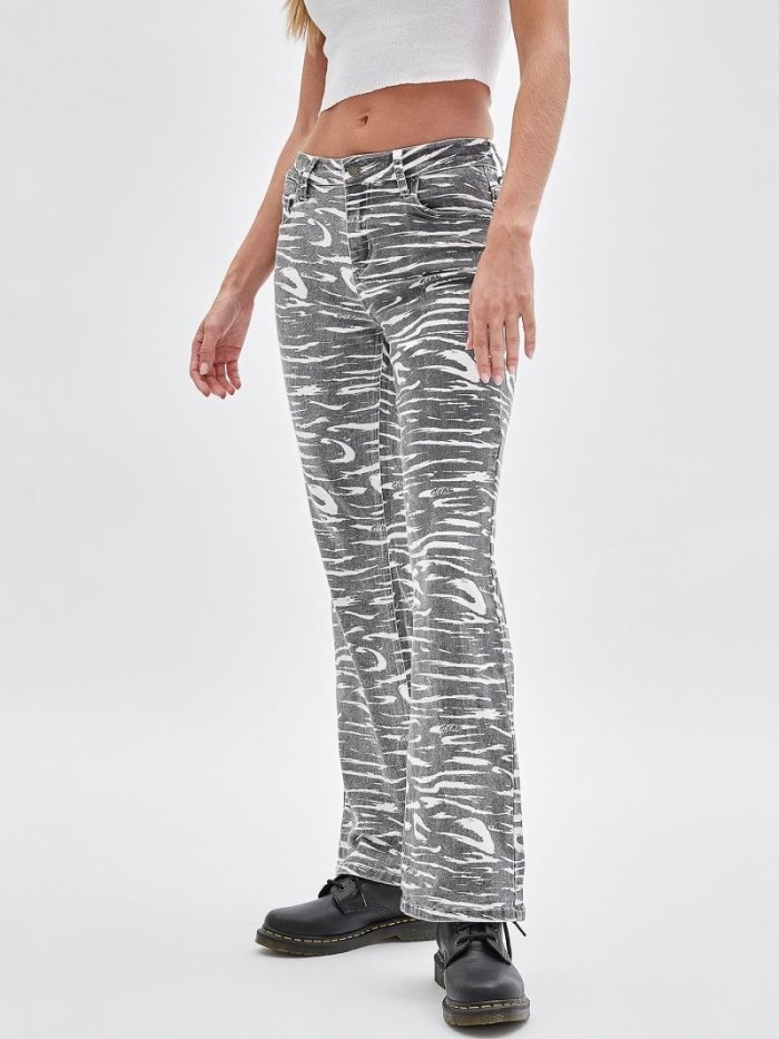 Guess Zebra Print Bootcut Kadın Giyim Siyah | TR-203184