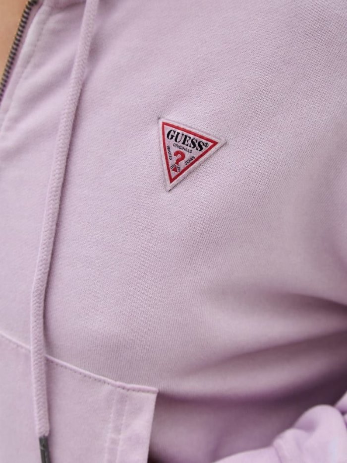 Guess Zipped Small Triangle Logo Kadın Tişörtü Lilac | TR-813241