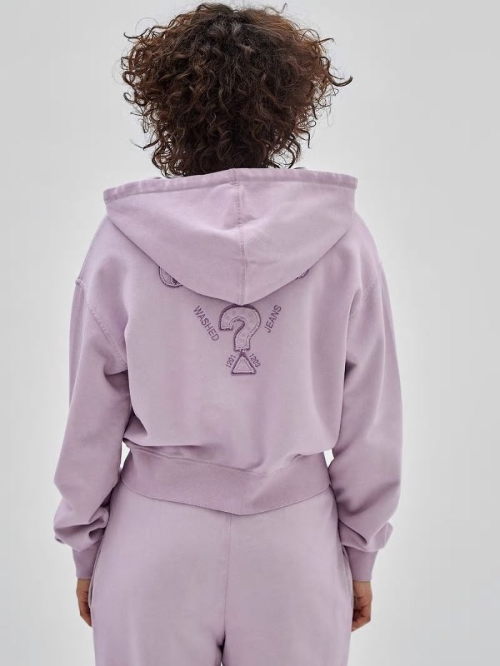 Guess Zipped Small Triangle Logo Kadın Tişörtü Lilac | TR-813241