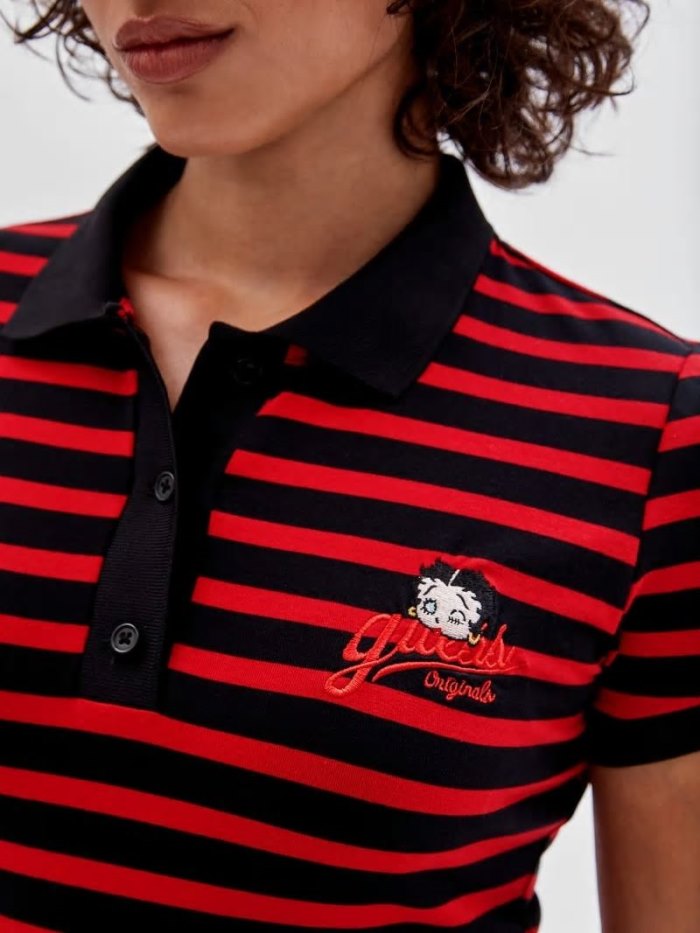 Guess Çizgili Polo Kadın Elbise Siyah | TR-070792